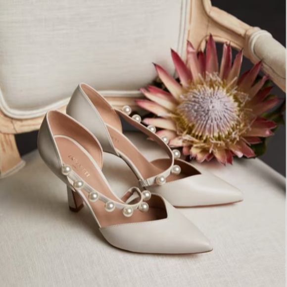 LK Bennet Zelda Ivory Pearl Trim Wedding Shoes Size 7 - Picture 1 of 9
